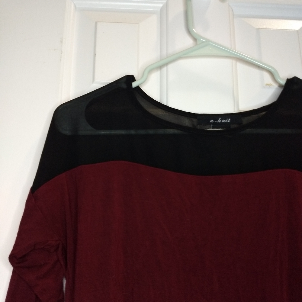 Maroon and Black Mesh Shirt